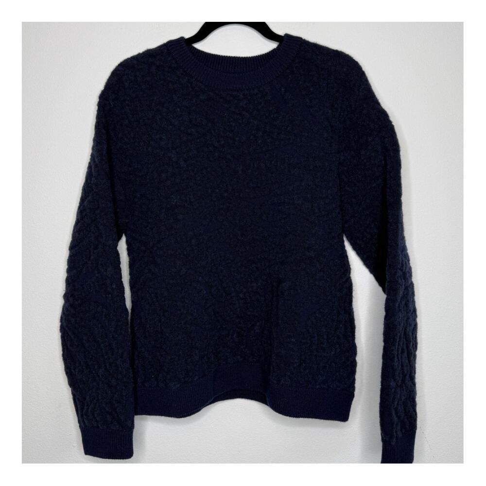 LITA by Ciara Navy Blue Tiger Jacquard Sweater NWT Textured Animal Knit Pullover - Picture 2 of 9
